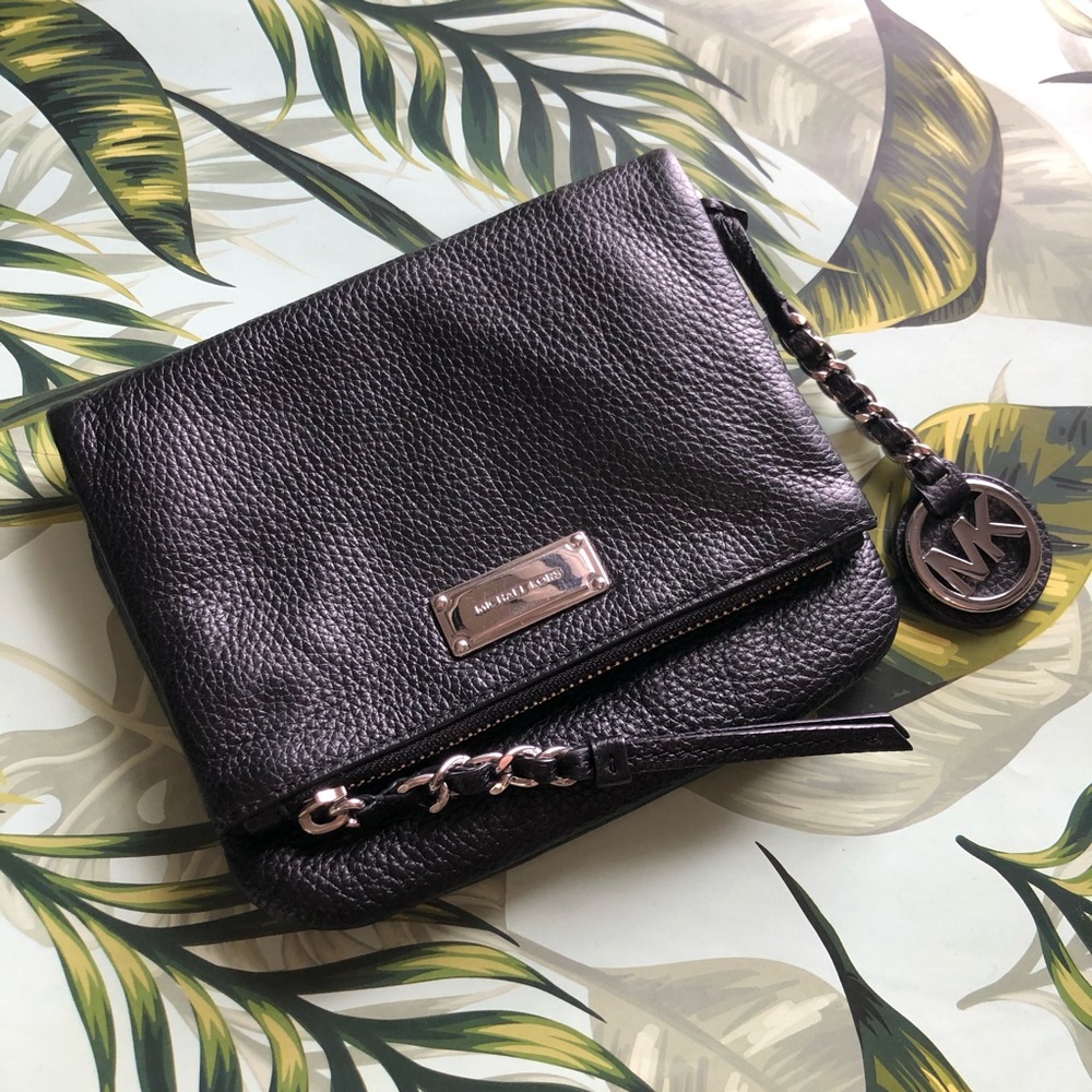 Michael Kors Corinne black extra small leather crossbody bag clutch